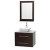 Centra 30 In. Single Vanity in Espresso with Solid SurfaceTop with White Porcelain Sink and 24 In. Mirror