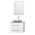 Centra 30 In. Single Vanity in White with Ivory Marble Top with White Carrera Sink and 24 In. Mirror