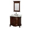 Edinburgh 36 In. Single Vanity in Cherry with White Carrera Top with Oval Sink and 24 In. Mirror