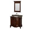 Edinburgh 36 In. Single Vanity in Cherry, Imperial Brown Granite Top, Oval Sink and 24 In. Mirror
