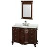 Edinburgh 48 In. Single Vanity in Cherry with White Carrera Top with Oval Sink and 24 In. Mirror