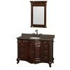 Edinburgh 48 In. Single Vanity in Cherry, Imperial Brown Granite Top, Oval Sink and 24 In. Mirror