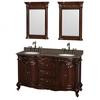 Edinburgh 60 In. Double Vanity in Cherry, Imperial Brown Granite Top, Oval Sinks and 24 In. Mirrors