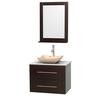 Centra 30 In. Single Vanity in Espresso with Solid SurfaceTop with Ivory Sink and 24 In. Mirror