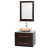 Centra 30 In. Single Vanity in Espresso with Solid SurfaceTop with Ivory Sink and 24 In. Mirror