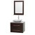 Centra 30 In. Single Vanity in Espresso with Solid SurfaceTop with White Carrera Sink and 24 In. Mirror