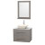 Centra 30 In. Single Vanity in Gray Oak with White Carrera Top with Bone Porcelain Sink and 24 In. Mirror