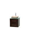 Centra 24 In. Single Vanity in Espresso with Green Glass Top with Ivory Sink and No Mirror