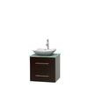 Centra 24 In. Single Vanity in Espresso with Green Glass Top with White Carrera Sink and No Mirror