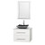Centra 30 In. Single Vanity in White with Solid SurfaceTop with Black Granite Sink and 24 In. Mirror
