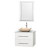 Centra 30 In. Single Vanity in White with Solid SurfaceTop with Ivory Sink and 24 In. Mirror