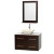 Centra 36 In. Single Vanity in Espresso with White Carrera Top with Bone Porcelain Sink and 24 In. Mirror