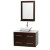 Centra 36 In. Single Vanity in Espresso with White Carrera Top with White Porcelain Sink and 24 In. Mirror