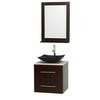 Centra 24 In. Single Vanity in Espresso with Ivory Marble Top with Black Granite Sink and 24 In. Mirror