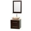 Centra 24 In. Single Vanity in Espresso with Ivory Marble Top with Ivory Sink and 24 In. Mirror