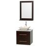Centra 24 In. Single Vanity in Espresso with Solid SurfaceTop with Bone Porcelain Sink and 24 In. Mirror
