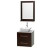 Centra 24 In. Single Vanity in Espresso with Solid SurfaceTop with White Porcelain Sink and 24 In. Mirror