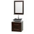 Centra 24 In. Single Vanity in Espresso with Solid SurfaceTop with Black Granite Sink and 24 In. Mirror