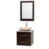 Centra 24 In. Single Vanity in Espresso with Solid SurfaceTop with Ivory Sink and 24 In. Mirror