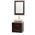 Centra 24 In. Single Vanity in Espresso with Solid SurfaceTop with Ivory Sink and 24 In. Mirror