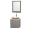 Centra 24 In. Single Vanity in Gray Oak with White Carrera Top with Ivory Sink and 24 In. Mirror