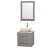 Centra 24 In. Single Vanity in Gray Oak with Ivory Marble Top with Bone Porcelain Sink and 24 In. Mirror