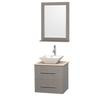 Centra 24 In. Single Vanity in Gray Oak with Ivory Marble Top with White Porcelain Sink and 24 In. Mirror