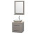 Centra 24 In. Single Vanity in Gray Oak with Ivory Marble Top with White Carrera Sink and 24 In. Mirror