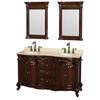 Edinburgh 60 In. Double Vanity in Cherry with Ivory Marble Top with Oval Sinks and 24 In. Mirrors
