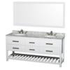 Natalie 72 In. Double Vanity in White with White Carrera Top with Oval sinks and 70 In. Mirror