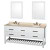 Natalie 72 In. Double Vanity in White with Ivory Marble Top with Oval sinks and 24 In. Mirrors