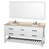 Natalie 72 In. Double Vanity in White with Ivory Marble Top with Oval sinks and 70 In. Mirror