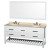 Natalie 72 In. Double Vanity in White with Ivory Marble Top with Oval sinks and 70 In. Mirror