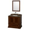 Rochester 36 In. Single Vanity in Cherry with Baltic Brown Top with Oval Sink and 24 In. Mirror