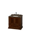 Rochester 36 In. Single Vanity in Cherry with Baltic Brown Top with Oval Sink and No Mirror