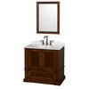 Rochester 36 In. Single Vanity in Cherry with White Carrera Top with Oval Sink and 24 In. Mirror