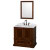 Rochester 36 In. Single Vanity in Cherry with White Carrera Top with Oval Sink and 24 In. Mirror