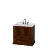 Rochester 36 In. Single Vanity in Cherry with White Carrera Top with Oval Sink and No Mirror