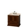 Rochester 36 In. Single Vanity in Cherry with Ivory Marble Top with Oval Sink and No Mirror