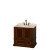 Rochester 36 In. Single Vanity in Cherry with Ivory Marble Top with Oval Sink and No Mirror