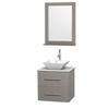 Centra 24 In. Single Vanity in Gray Oak with Solid SurfaceTop with White Porcelain Sink and 24 In. Mirror