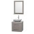 Centra 24 In. Single Vanity in Gray Oak with Solid SurfaceTop with White Carrera Sink and 24 In. Mirror