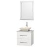 Centra 24 In. Single Vanity in White with White Carrera Top with Bone Porcelain Sink and 24 In. Mirror