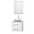 Centra 24 In. Single Vanity in White with White Carrera Top with White Porcelain Sink and 24 In. Mirror