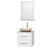 Centra 24 In. Single Vanity in White with White Carrera Top with Ivory Sink and 24 In. Mirror