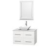 Centra 36 In. Single Vanity in White with Solid SurfaceTop with White Porcelain Sink and 24 In. Mirror