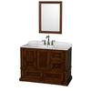 Rochester 48 In. Single Vanity in Cherry with White Carrera Top with Oval Sink and 24 In. Mirror