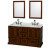 Rochester 60 In. Double Vanity in Cherry with White Carrera Top with Oval Sinks and 24 In. Mirrors