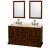 Rochester 60 In. Double Vanity in Cherry with Ivory Marble Top with Oval Sinks and 24 In. Mirrors