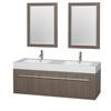 Axa 60 In. Double Vanity in Gray Oak with Acrylic with Resin Top with Integrated Sinks and 24 In. Mirrors
